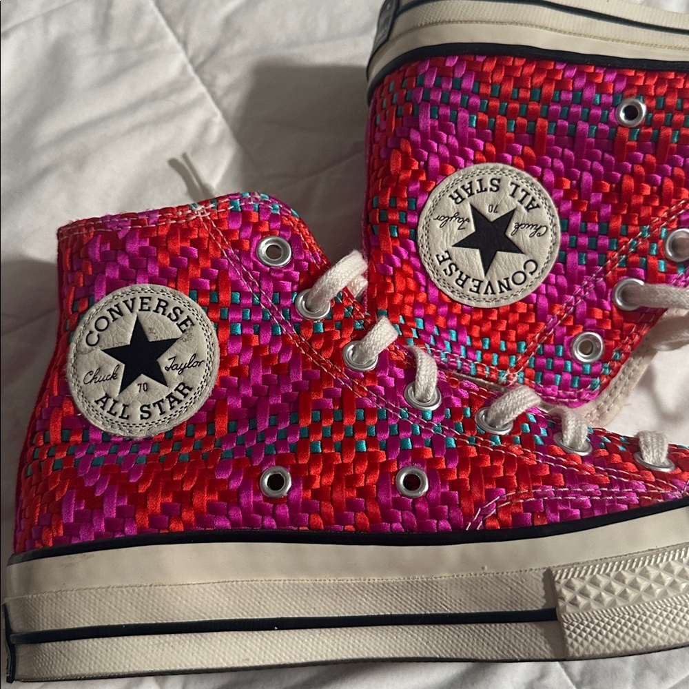 Converse Woven Pink and Red High-Tops - Picture 7 of 8